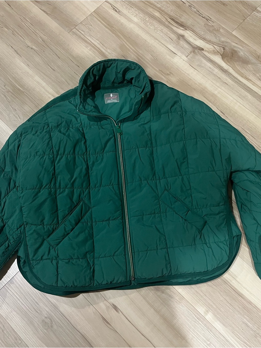 Free People Quilted Puffer Jacket in Deep Green